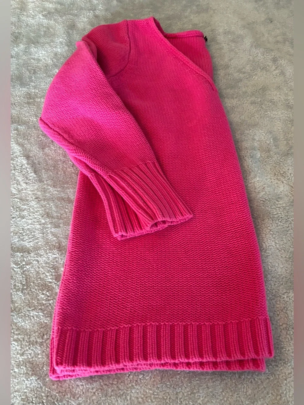 Women’s Long Sleeve V-Neck Pink Sweater Size Large 100% Cotton